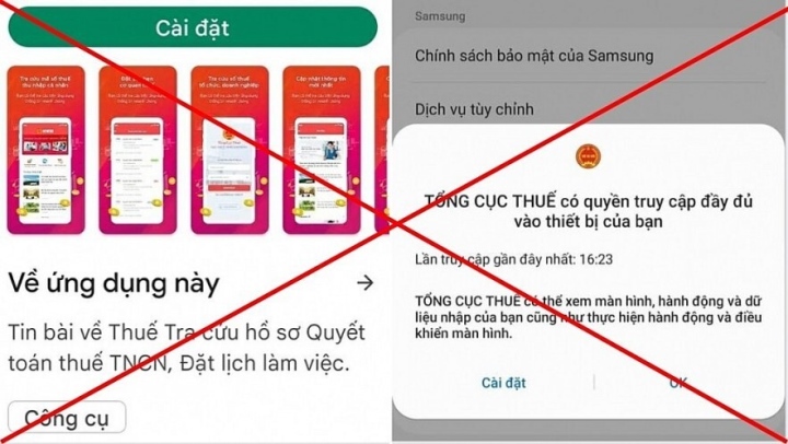 Hình ảnh về app giả mạo Tổng cục thuế.