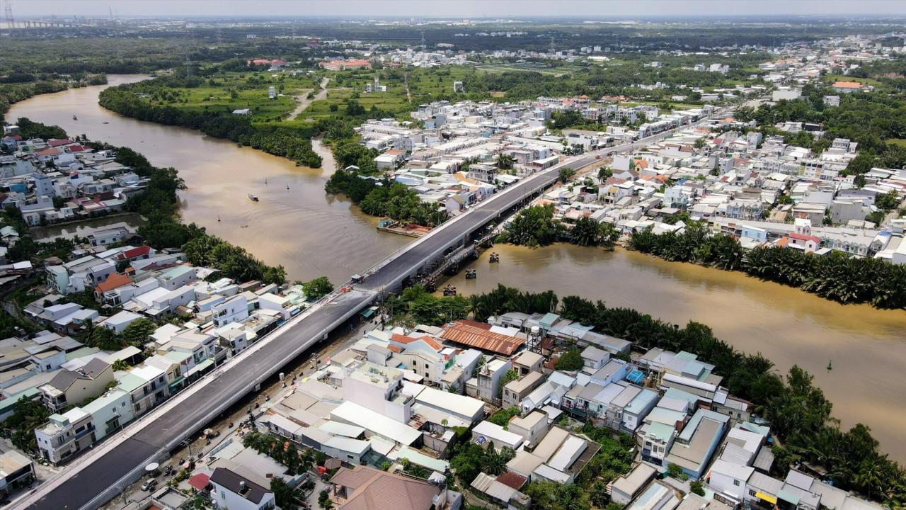 Giấc mơ có cầu Long Kiểng hơn 20 năm của người dân huyện Nhà Bè sắp thành hiện thực.  Ảnh: Anh Tú