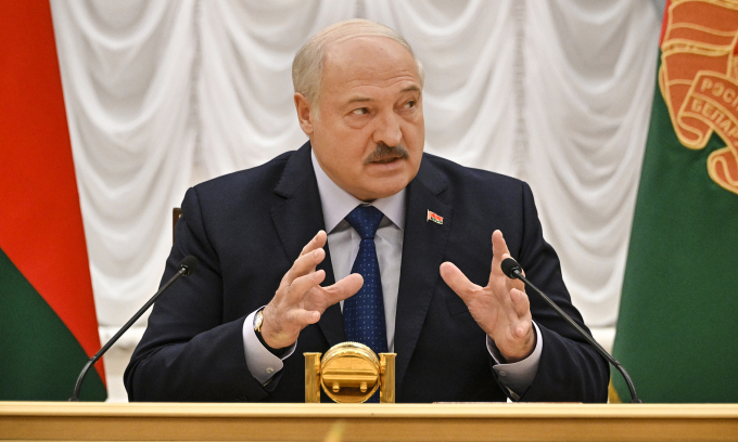 Tổng thống Belarus Alexander Lukashenko tại Minsk ngày 6/7. Ảnh: AFP