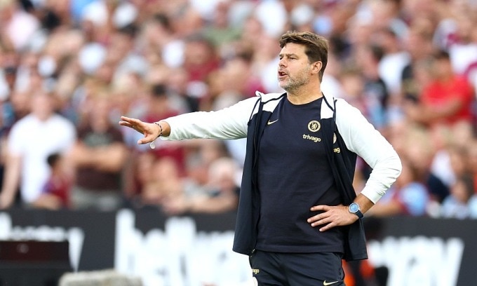 Pochettino chỉ đạo trong trận Chelsea thua West Ham 1-3 ngày 20/8. Ảnh: Chelsea FC