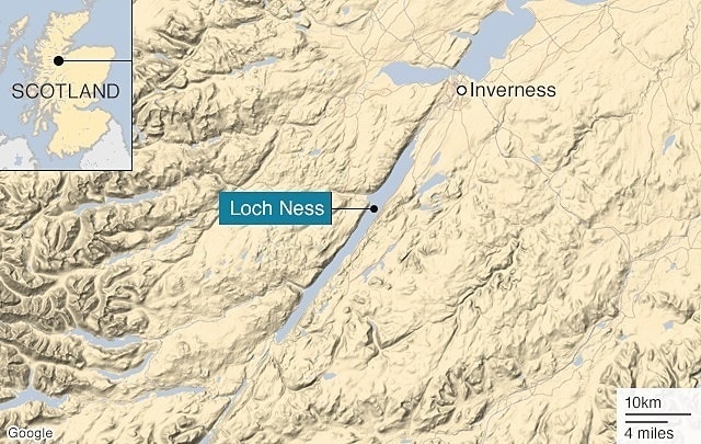 Vị trí hồ Loch Ness, Scotland. Đồ họa: BBC