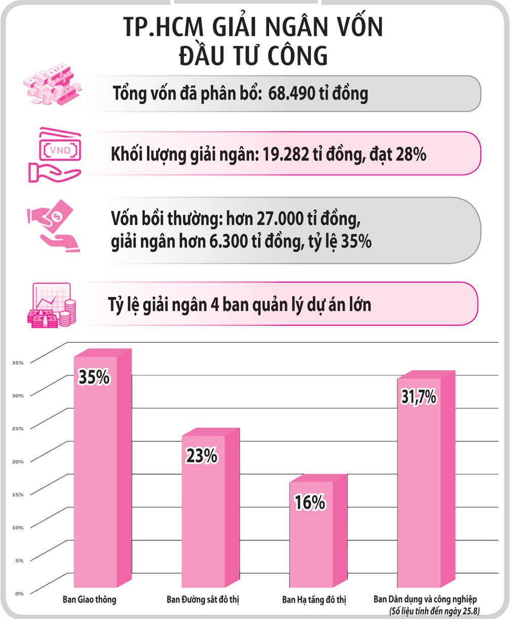 Giải ngân đầu tư công vẫn chậm, TP.HCM tiếp tục thúc đẩy - Ảnh 2.