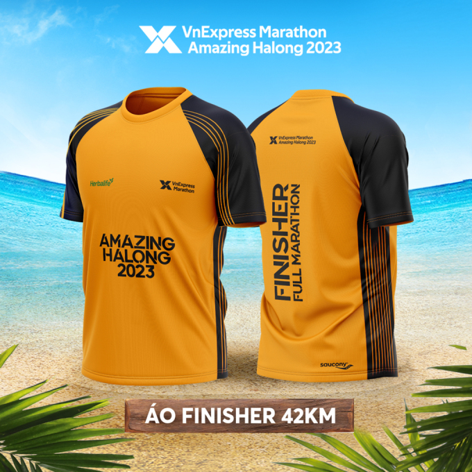 Mẫu áo finisher VnExpress Marathon Hạ Long 2023.