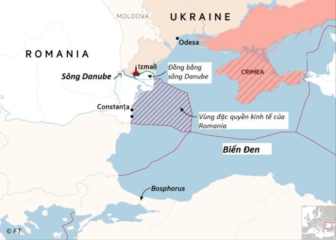 Vị trí sông Danube và khu vực Biển Đen. Đồ họa: FT