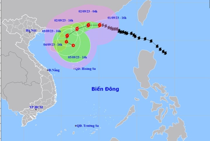 Dự báo đường đi của bão số 3.