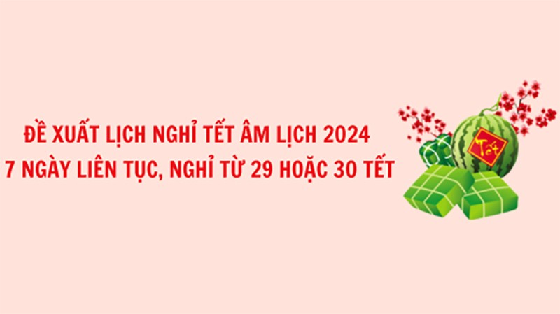 Đề xuất lịch nghỉ Tết Âm lịch 2024 với 7 ngày liên tục, nghỉ từ 29 hoặc 30 Tết