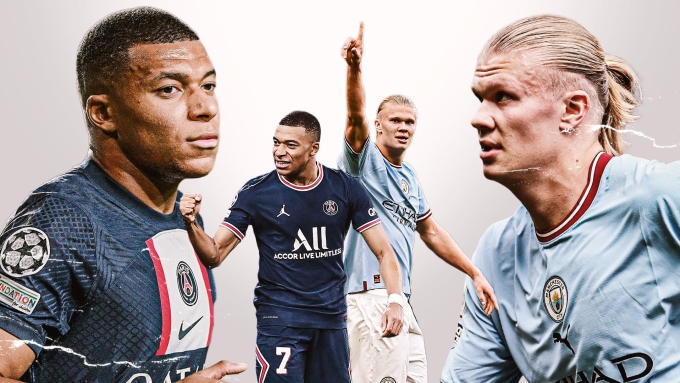 Haaland (phải) và Mbappe nằm trong nhóm những ngôi sao lớn nhất thế giới. Ảnh: Goal