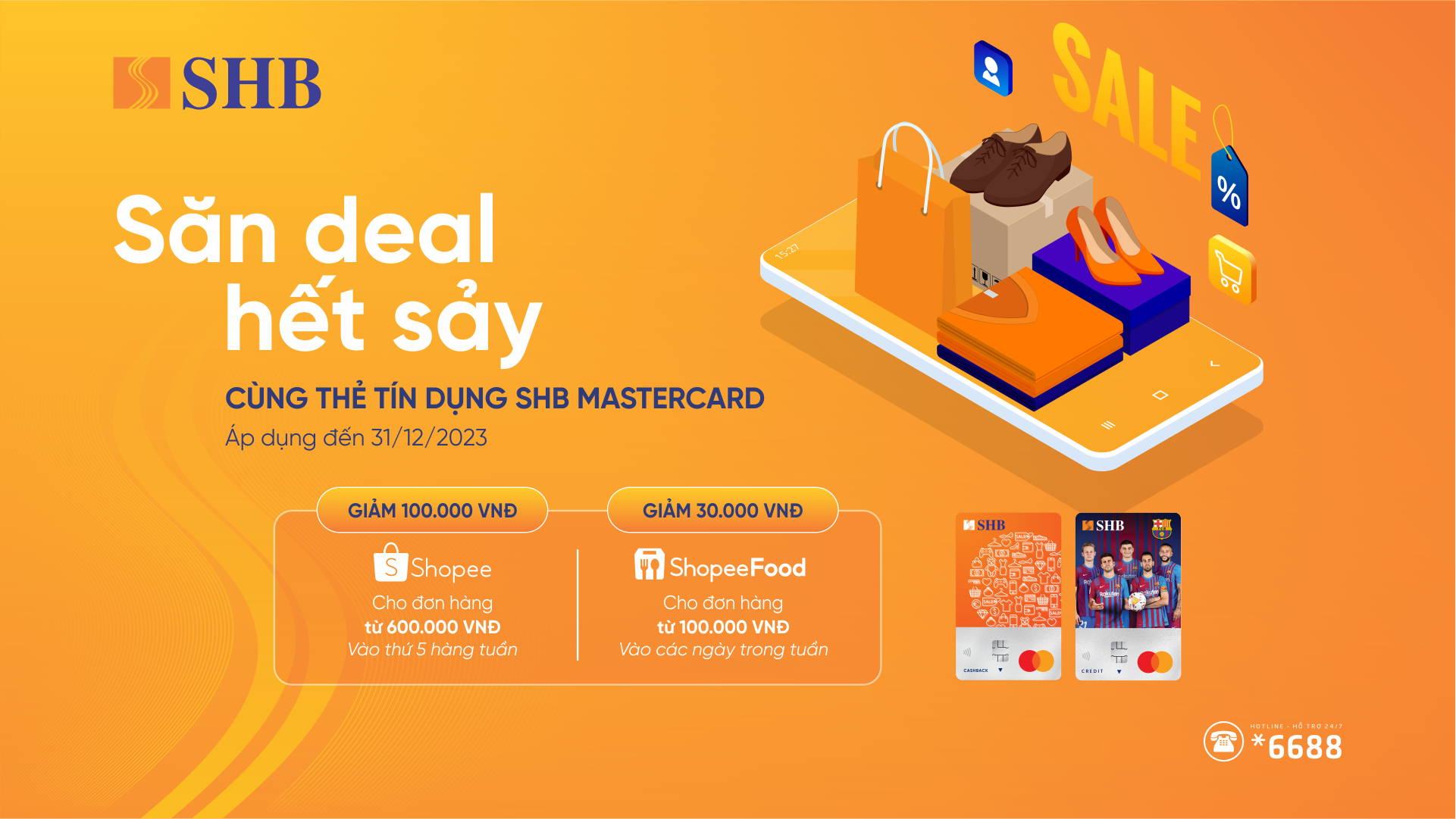 hang chuc ngan evoucher giam gia shopee va shopeefood tang rieng chu the tin dung shb mastercard hinh 1