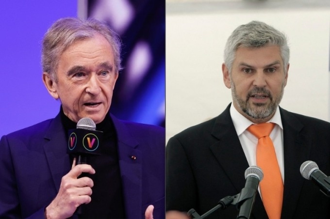 Tỷ phú Bernard Arnault (trái) và tài phiệt Nga Nikolai Sarkisov. Ảnh: AP, Reuters