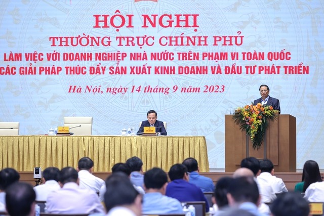 Thủ tướng Phạm Minh Chính phát biểu khai mạc Hội nghị Thường trực Chính phủ với doanh nghiệp Nhà nước ảnh 1