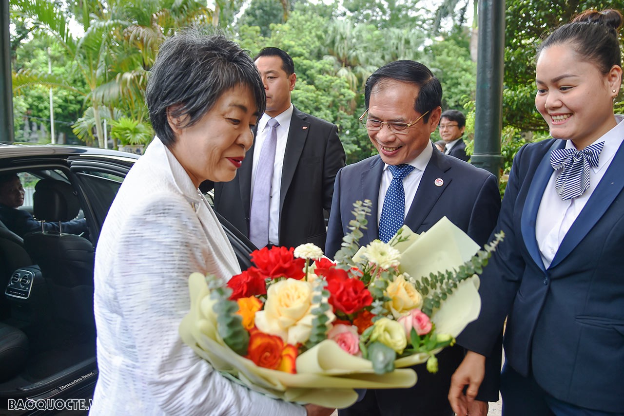 Bộ trưởng Ngoại giao Bùi Thanh Sơn đón, hội đàm với Bộ trưởng Ngoại giao Nhật Bản Kamikawa Yoko