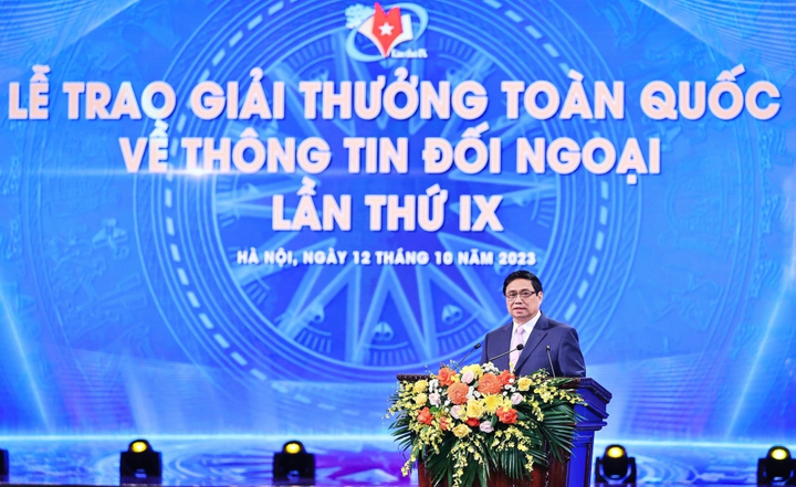 Thủ tướng Phạm Minh Chính phát biểu tại Lễ trao Giải thưởng toàn quốc về thông tin đối ngoại lần thứ IX.