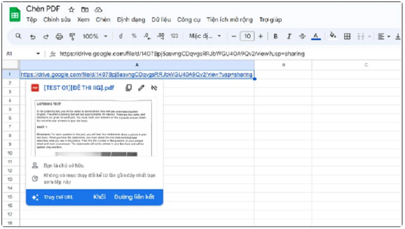 Hướng dẫn cách chèn file PDF vào Google Sheets đơn giản và hiệu quả