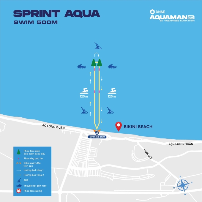 Đường bơi dành cho VĐV Sprint Aqua.