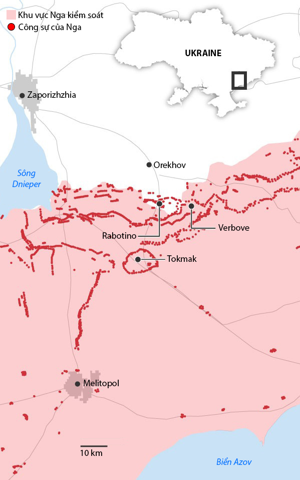 Cục diện chiến sự ở Zaporizhzhia. Đồ họa: WSJ