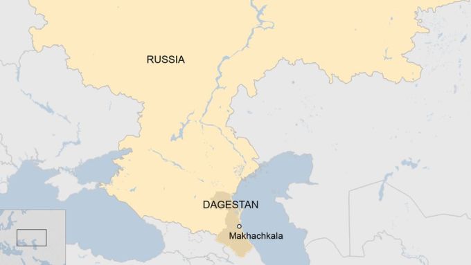 Vị trí Makhachkala, Cộng hòa Dagestan thuộc Nga. Đồ họa: BBC