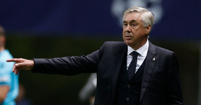 HLV Ancelotti chỉ đạo trong trận Real thắng Braga 2-1 trên sân Braga Municipal ở lượt ba bảng C Champions League ngày 24/10. Ảnh: realmadrid.com