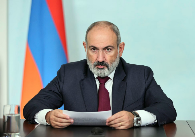 Thủ tướng Armenia Nikol Pashinyan phát biểu trên sóng truyền hình quốc gia ngày 24/9. Ảnh: Văn phòng Chính phủ Armenia