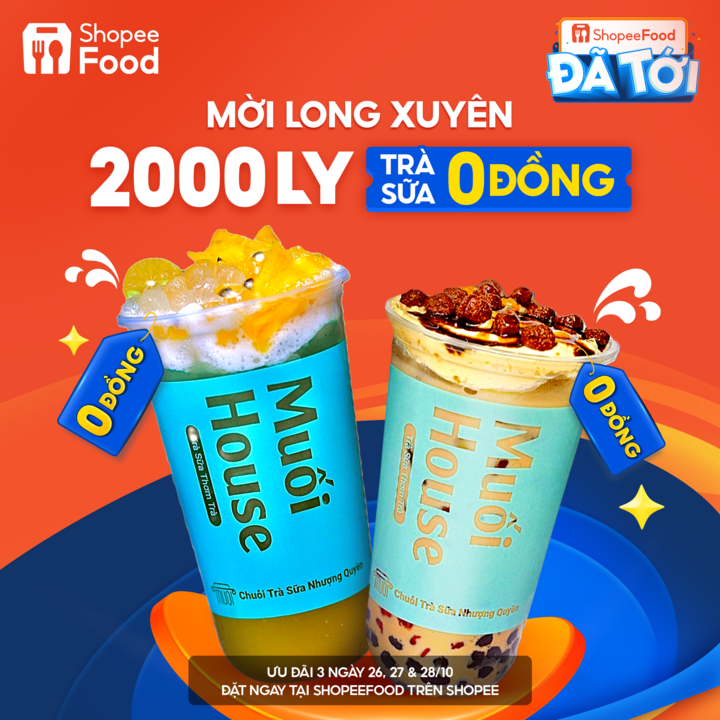 ShopeeFood chính thức “đổ bộ”, phát 2.000 ly trà sữa miễn phí đến tận tay người dùng tại thành phố Long Xuyên trong ba ngày 26, 27 và 28/10.