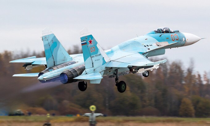 Tiêm kích Su-27 Nga xuất phát làm nhiệm vụ hồi năm 2018. Ảnh: Russian Planes.