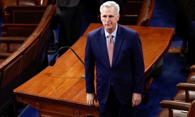 Ông Kevin McCarthy ở Hạ viện Mỹ tại Washington hồi tháng 12/2022. Ảnh: Reuters