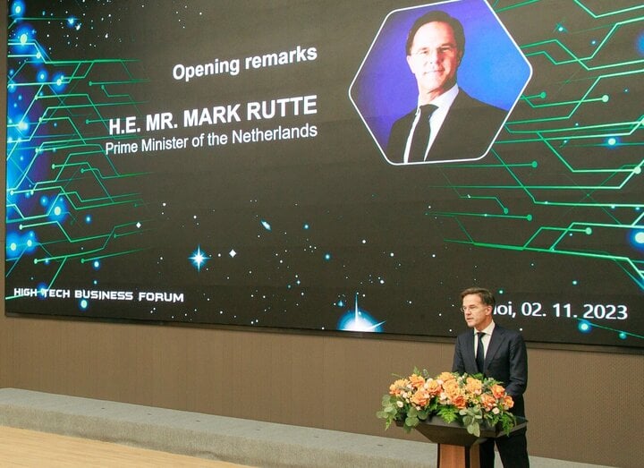 Thủ tướng Hà Lan Mark Rutte phát biểu tại diễn đàn. (Ảnh: Đại sứ quán Hà Lan)