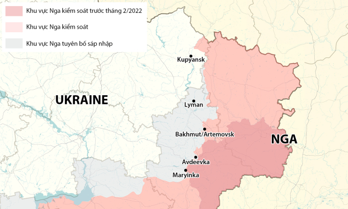 Các điểm nóng giao tranh tại tỉnh Kharkov và vùng Donbass. Đồ họa: RYV