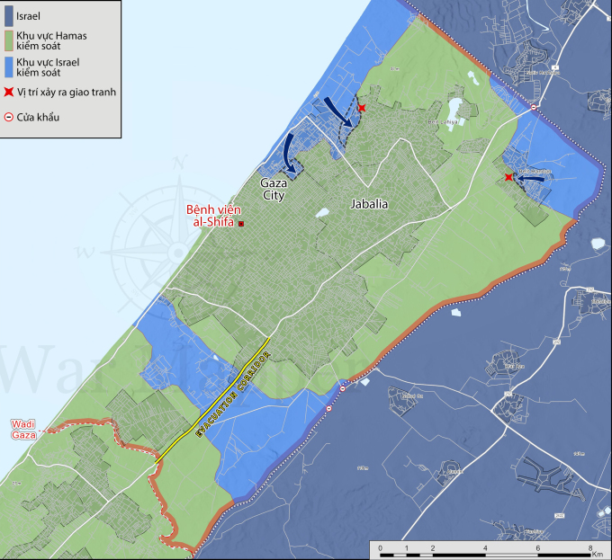 Cục diện chiến sự Dải Gaza. Đồ họa: War Mapper