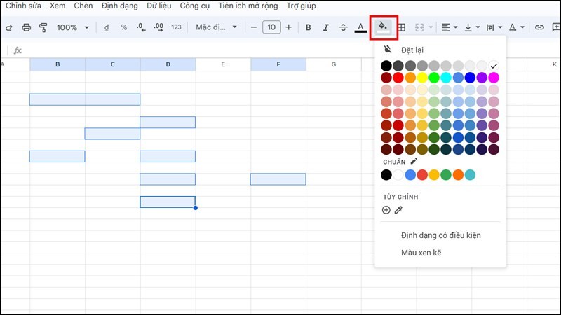 Hướng dẫn tô màu ô trống trong Google Sheets cực đơn giản