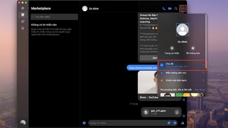 Cách đổi chủ đề cuộc trò chuyện trên Messenger MacBook nhanh chóng