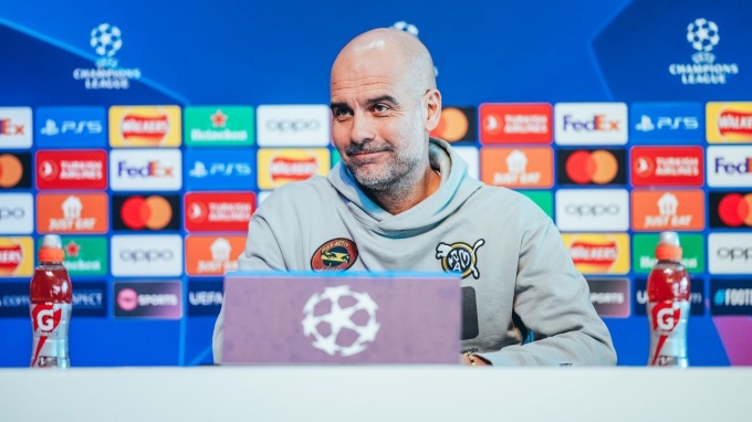 Guardiola trong cuộc họp báo ngày 6/11, trước trận Man City - Young Boys ở lượt 4 bảng G Champions League. Ảnh: mancity.com