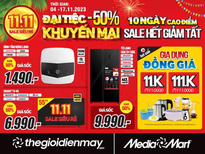 MediaMart siêu sale 11/11, 10 ngày sale hết giảm tất đến 50% - 1