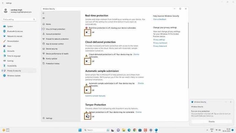 Cách tắt phần mềm diệt virus Windows 11 nhanh chóng và an toàn