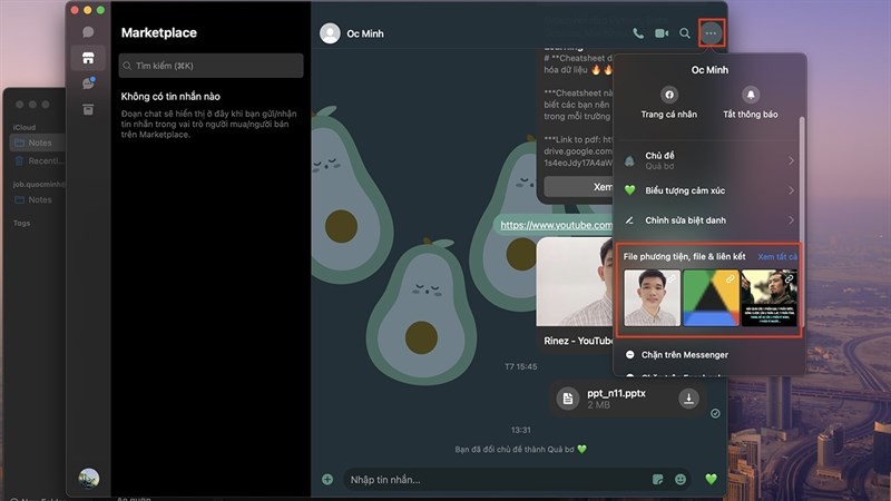 Cách xem lại các file đã gửi trên Messenger MacBook nhanh chóng