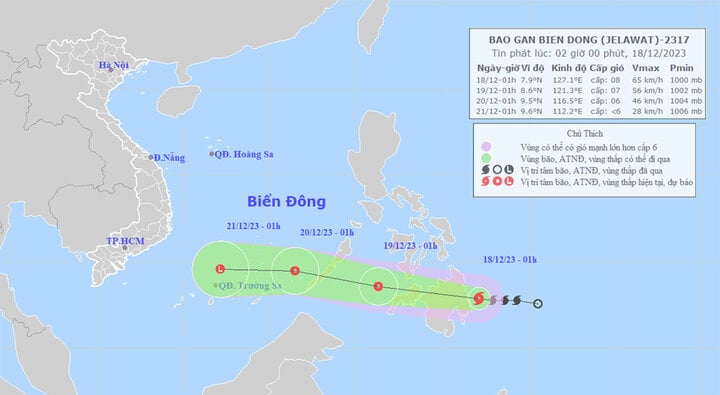 Đường đi của bão Jelawat.