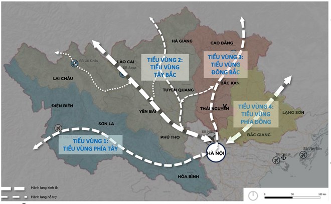 Gợi ý chia Trung du miền núi phía Bắc thành 4 tiểu vùng phát triển kinh tế