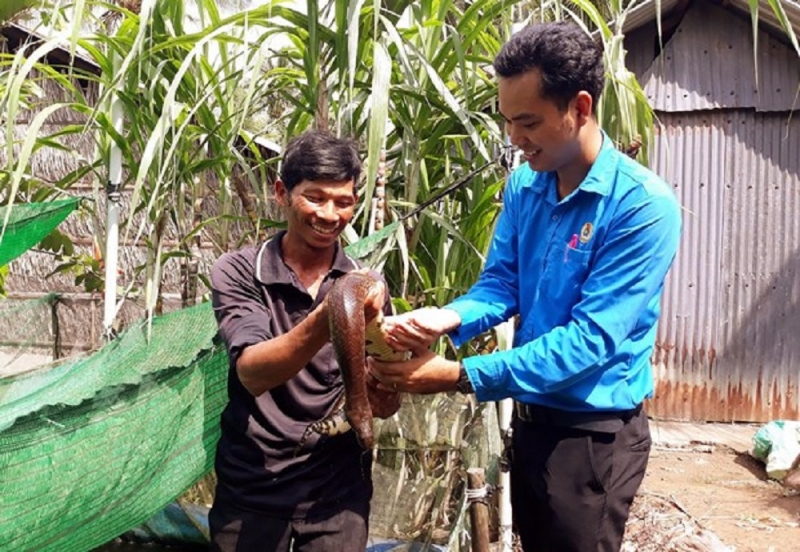 Anh Thạch Chanh Đô Ra, dân tộc Khmer (Châu Thành, Sóc Trăng) đã thành công với mô hình nuôi trồng tổng hợp.