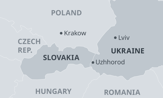 Vị trí Slovakia và Ukraine. Đồ họa: DW