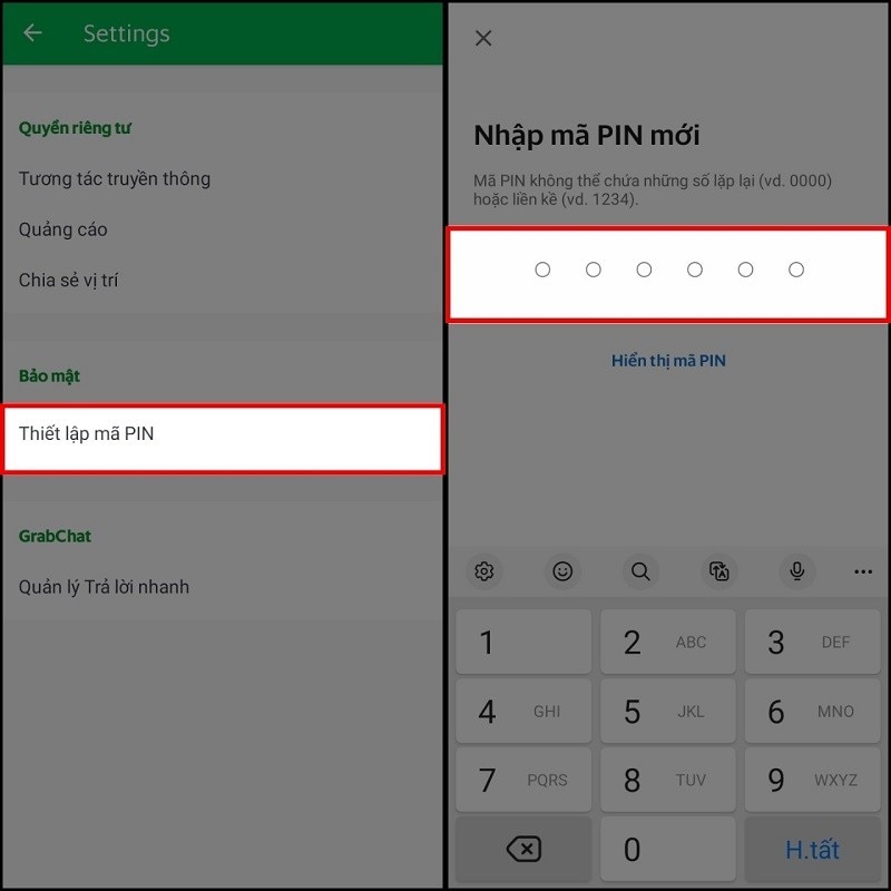 Cách thiết lập mã PIN trên Grab giúp tăng cường bảo mật