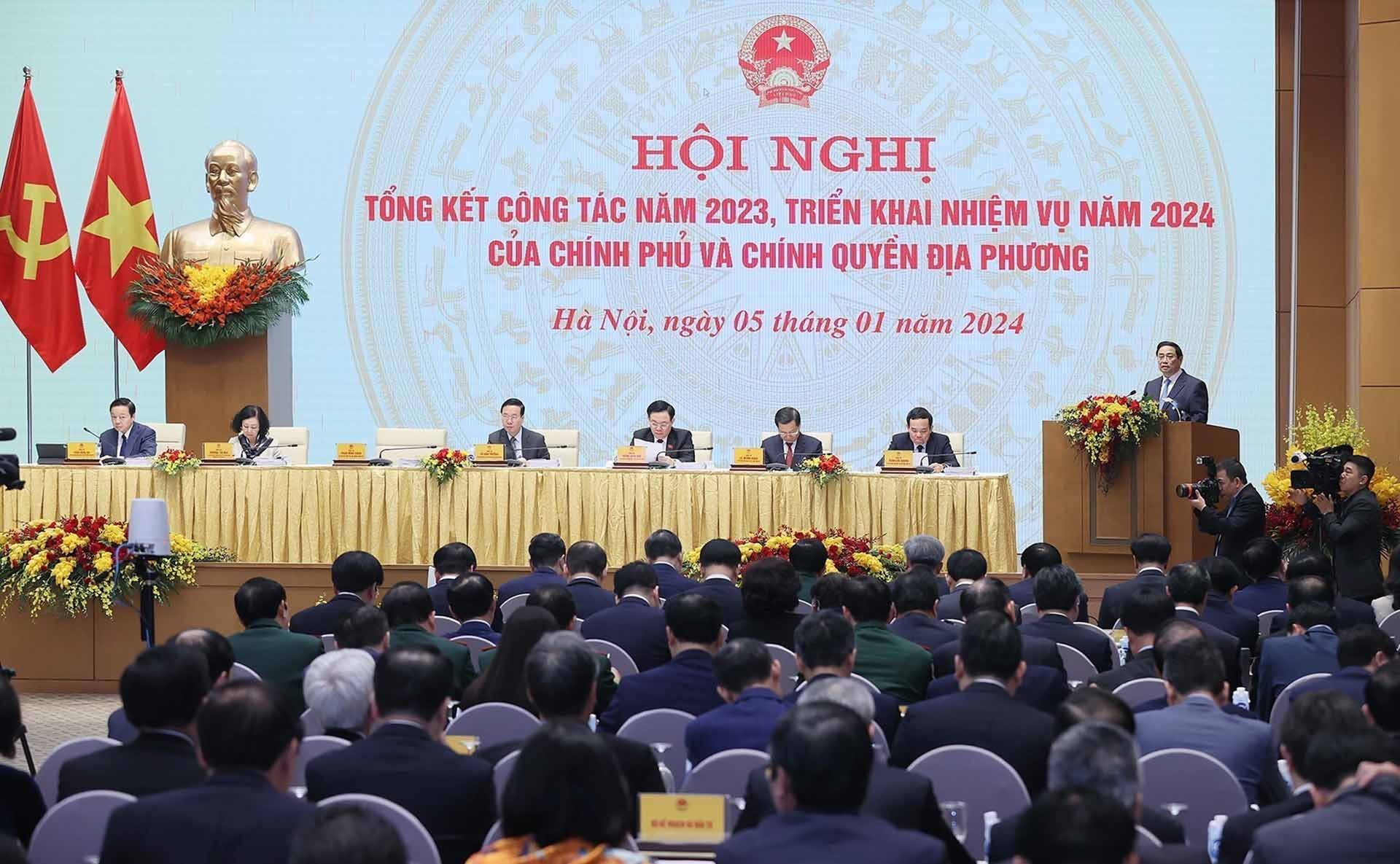 Thủ tướng Phạm Minh Chính phát biểu khai mạc hội nghị. (Nguồn: TTXVN)