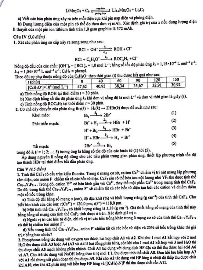 Đề thi học sinh giỏi quốc gia môn Vật lý, Hóa học, Sinh học, Lịch sử - 6