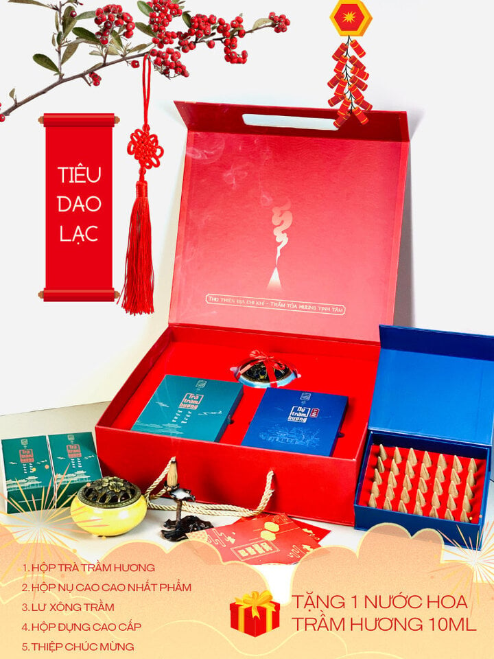 Tiêu Dao Lạc (01 hộp Trà Trầm hương, 01 hộp Nụ Cao cao Nhất phẩm, 01 Lư xông Trầm)