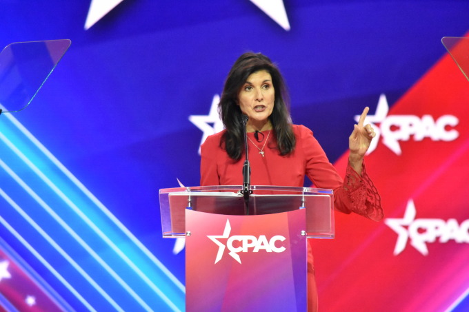 Bà Nikki Haley phát biểu tại CPAC, National Harbor bang Maryland, Mỹ hồi tháng 3/2023. Ảnh: AFP