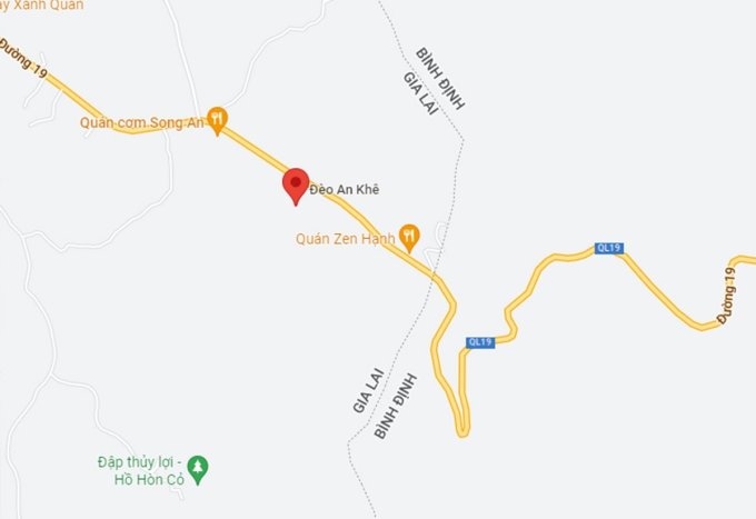 Vị trí đèo An Khê. Ảnh: Google Maps