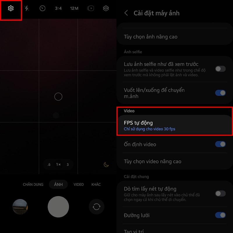 Cách bật tự động chỉnh FPS khi quay video trên One UI 6