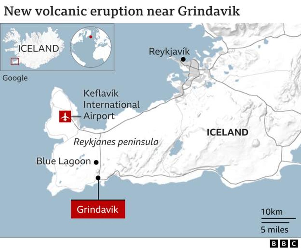 Dung nham nhấn chìm nhà dân trong biển lửa ở thị trấn Iceland - 1