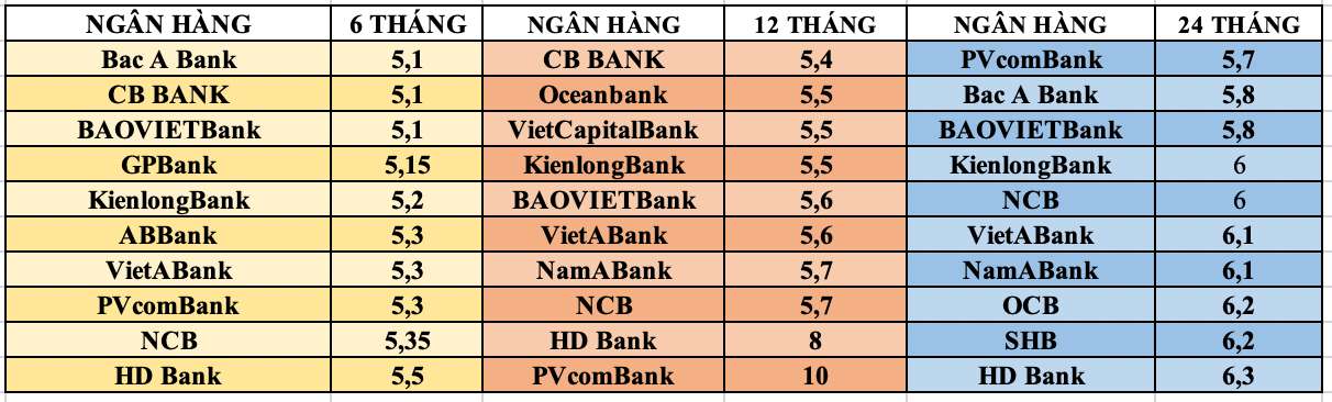 Tổng hợp các ngân hàng có lãi suất cao nhất thị trường hiện nay. Đồ hoạ: Tuyết Lan