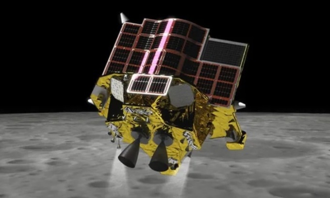 Mô phỏng tàu SLIM chuẩn bị hạ cánh. Ảnh: JAXA