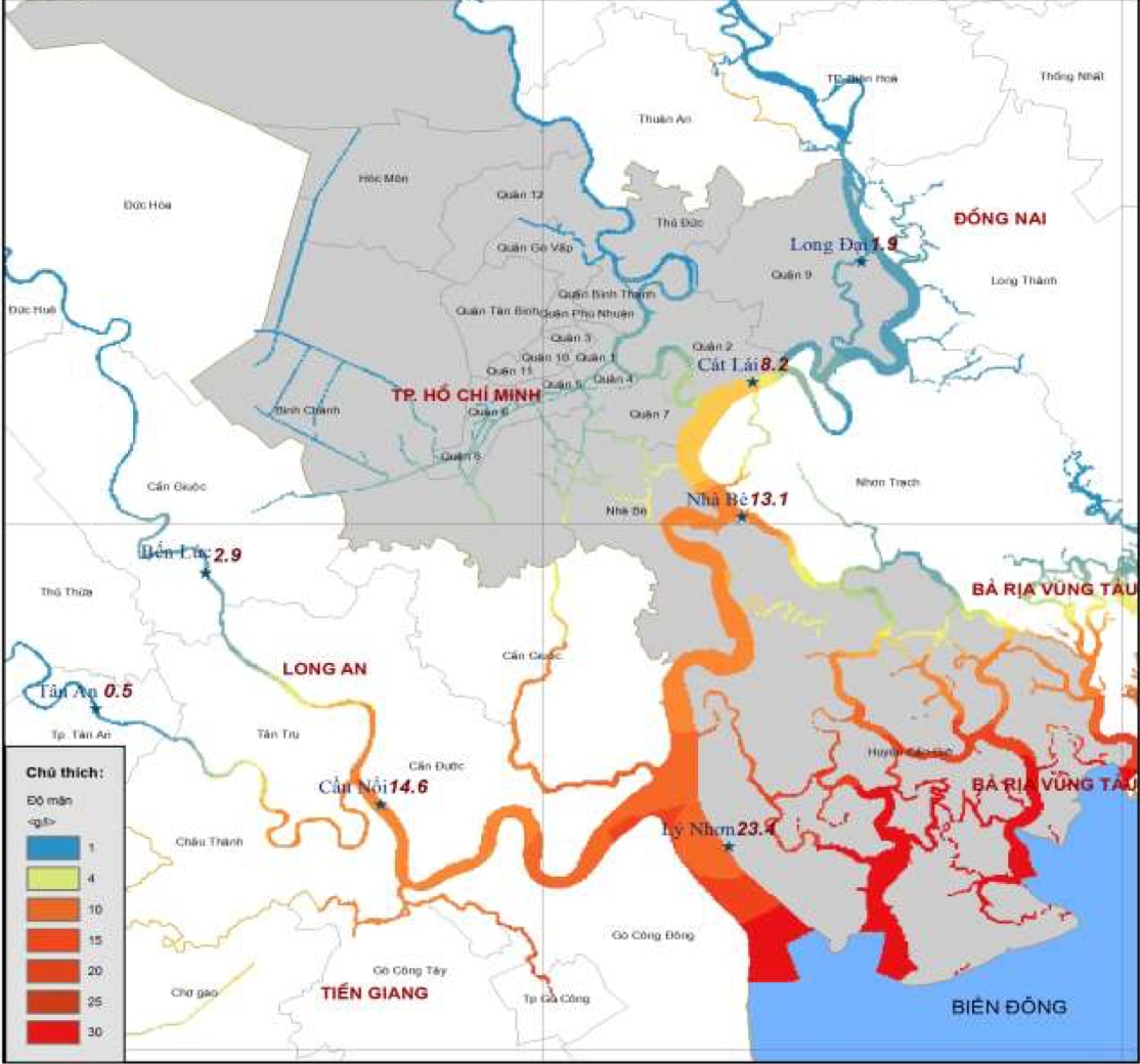 Xâm nhập mặn 'tấn công' khu vực cửa sông TP.HCM- Ảnh 1.