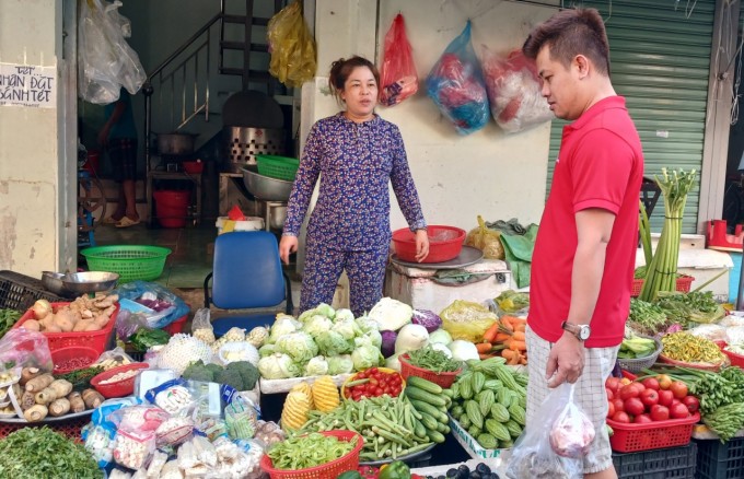 Hàng hoá tại chợ Xóm Mới, quận Gò Vấp (TP HCM). Ảnh: Hồng Châu